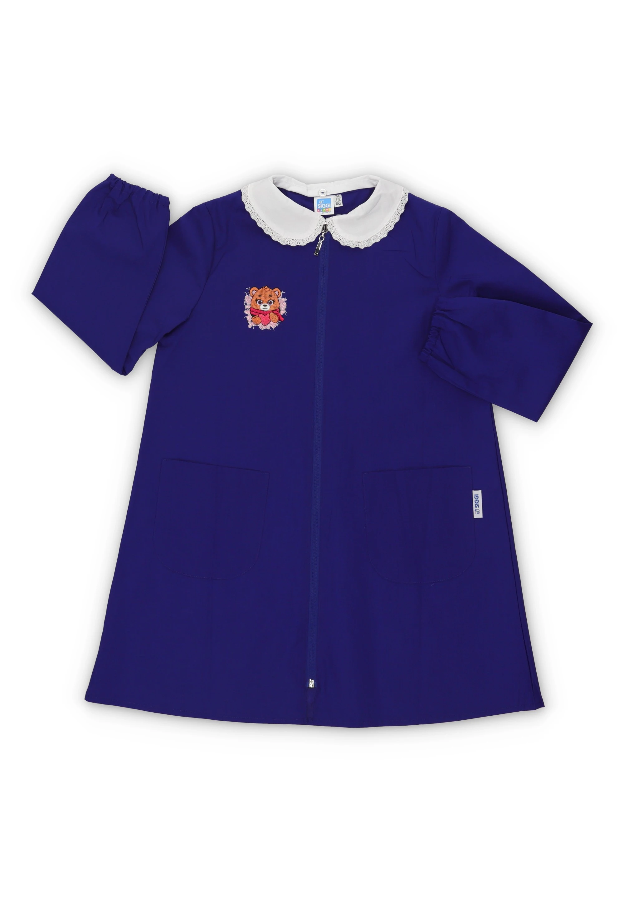 Grembiule scuola ragazza Siggi con ricamo orsetto